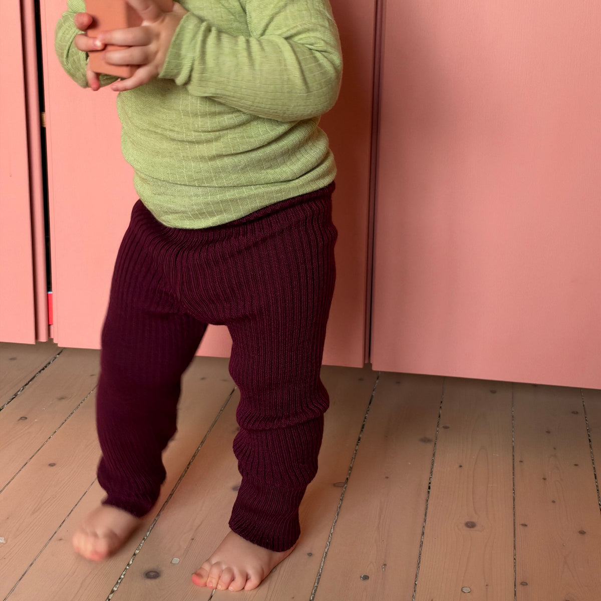 Reiff Ribbade Leggings Ull, Vinröd