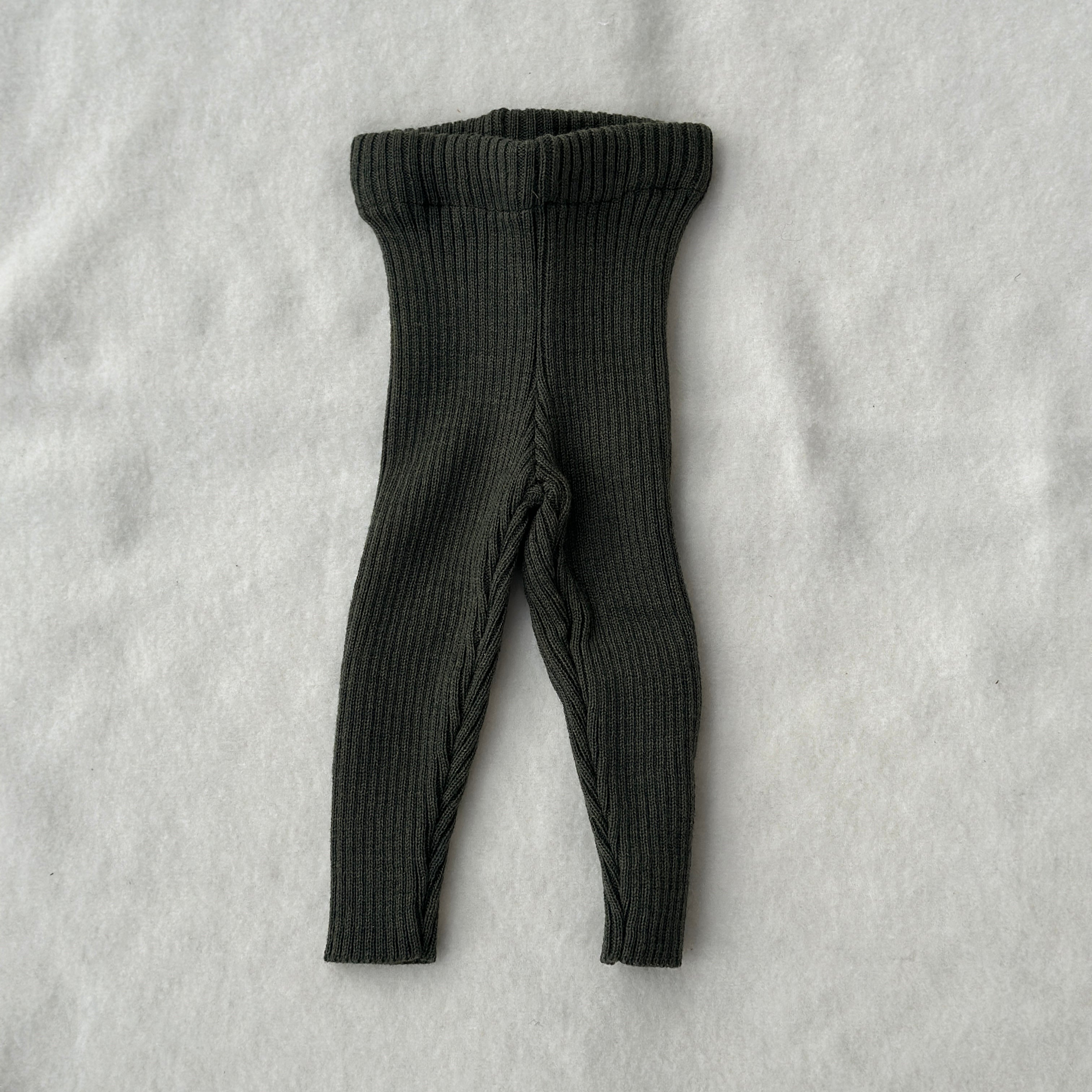Reiff Ribbade Leggings Ull, Skogsgrön