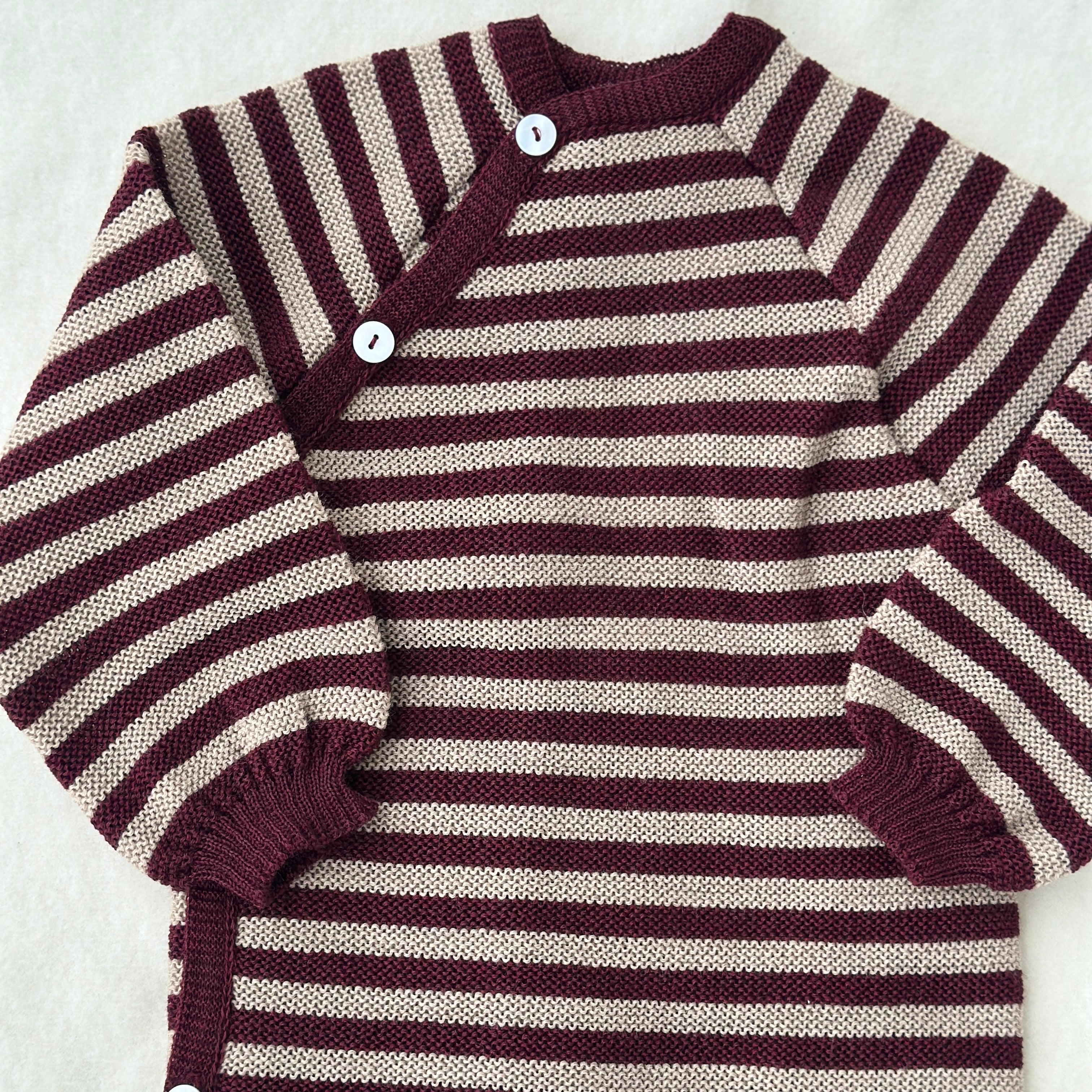 Reiff Schlüttli Tröja Ull, Vinröd/Beige